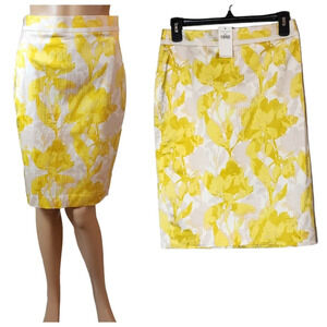 NWT Banana Republic yellow white floral Pencil skirt. Women's size 0.